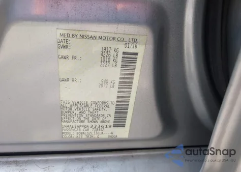 2016 Nissan Altima 2.5 S from USA, damaged, VIN 1N4AL3AP4GN333619